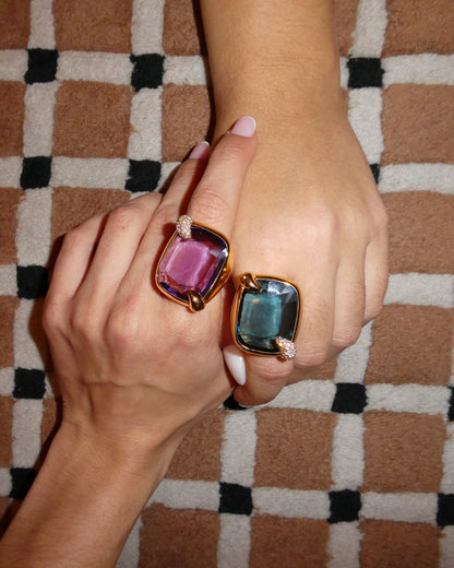 POMELLATO 'RITRATTO' BLUE TOPAZ, DIAMOND & GOLD COCKTAIL RING, 2017
