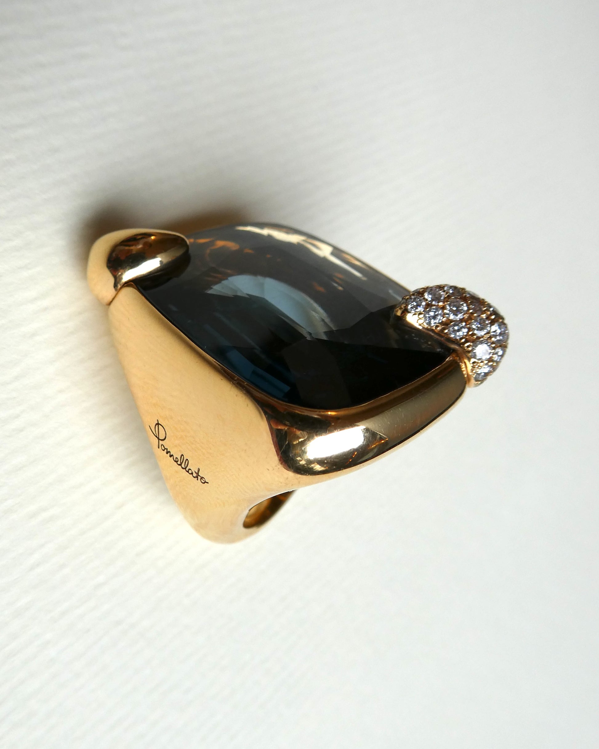 POMELLATO 'RITRATTO' BLUE TOPAZ, DIAMOND & GOLD COCKTAIL RING, 2017