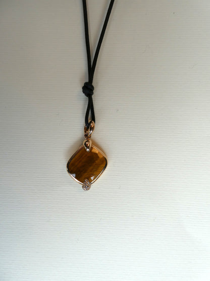 POMELLATO 'RITRATTO' TIGER'S EYE, DIAMOND & ROSE GOLD PENDANT, 2017