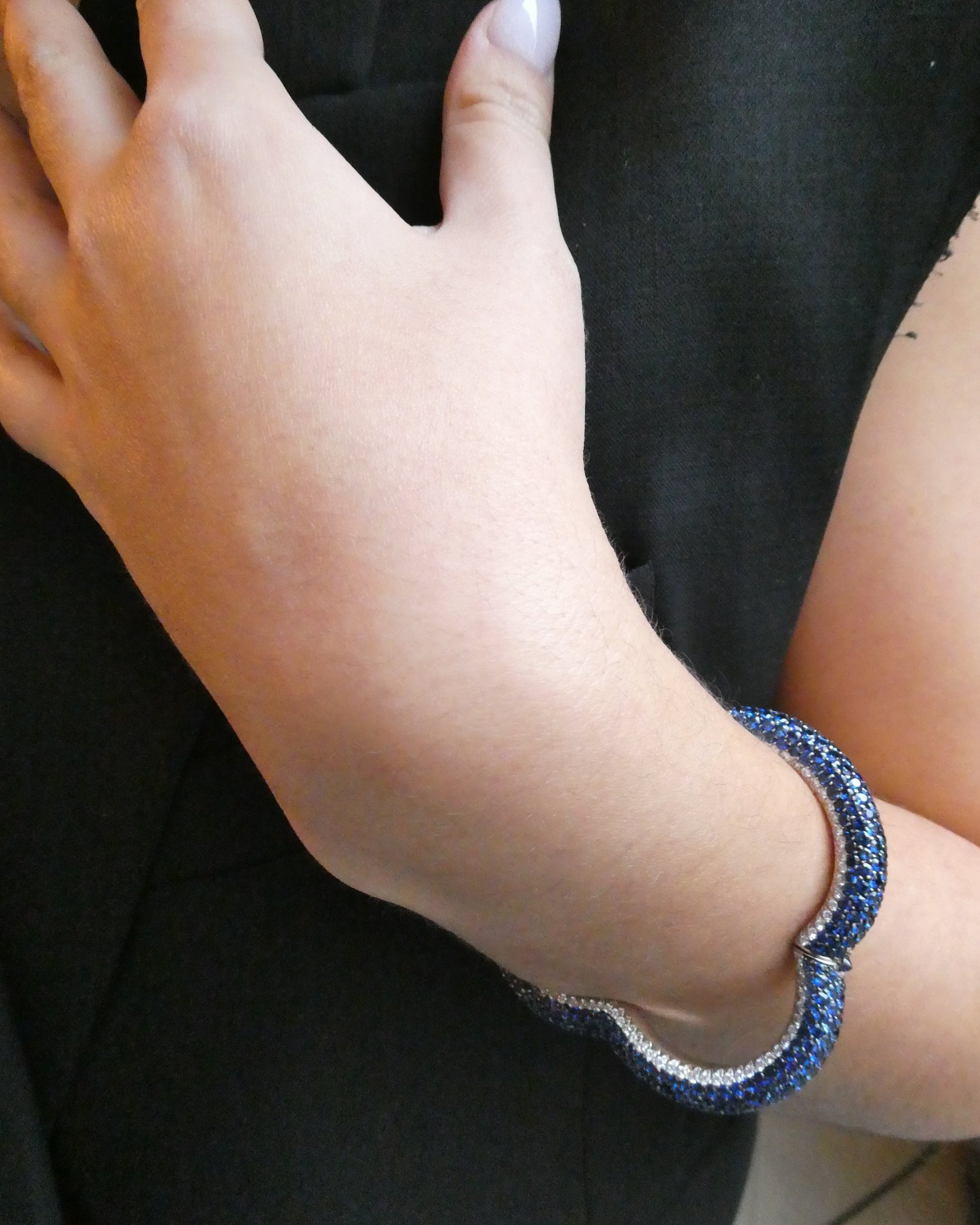CACCIARI SALVATI SAPPHIRE, DIAMOND & YELLOW GOLD BRACELET, 1990s