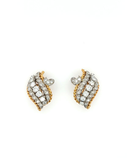 DIAMOND, YELLOW GOLD & PLATINUM EARRINGS, 1960s