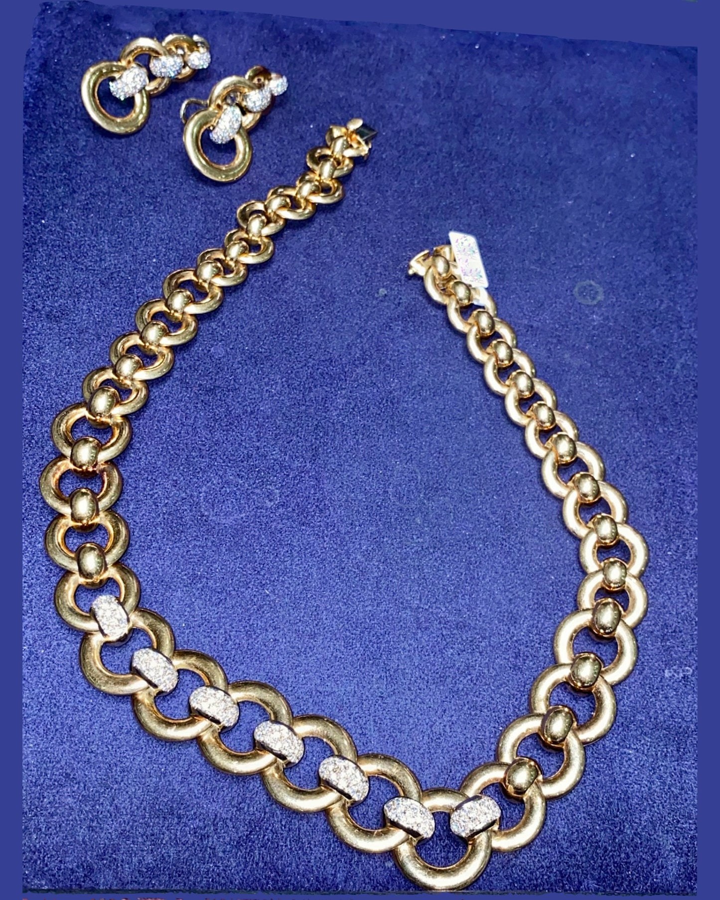 WEINGRILL DIAMOND & GOLD NECKLACE & EARRINGS, 20th CENTURY