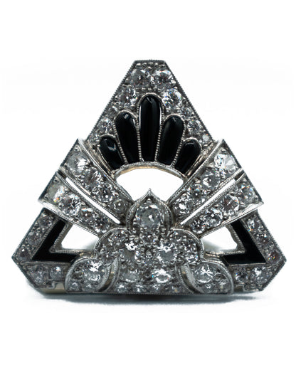 ART DÉCO DIAMOND, ONYX & PLATINUM DOUBLE BROOCH
