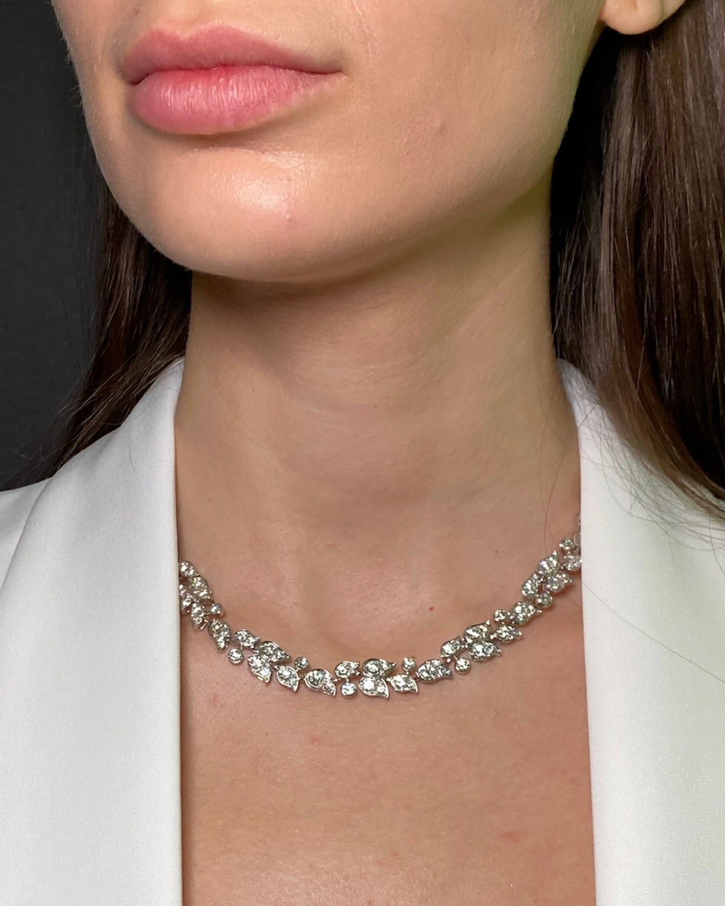 CARTIER WHITE DIAMONDS (22CT) & WHITE GOLD 'MUGUET' NECKLACE, 2000s