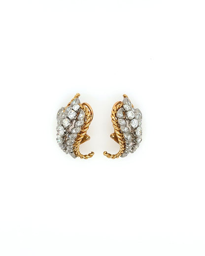 DIAMOND, YELLOW GOLD & PLATINUM EARRINGS, 1960s
