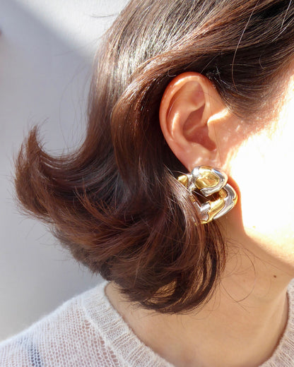 MARINA B. GOLD & STEEL ‘HEART’ EARRINGS, 1980s