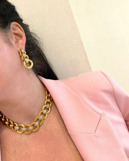 WEINGRILL DIAMOND & GOLD NECKLACE & EARRINGS, 20th CENTURY