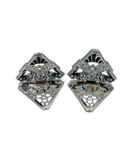 ART DÉCO DIAMOND, ONYX & PLATINUM DOUBLE BROOCH