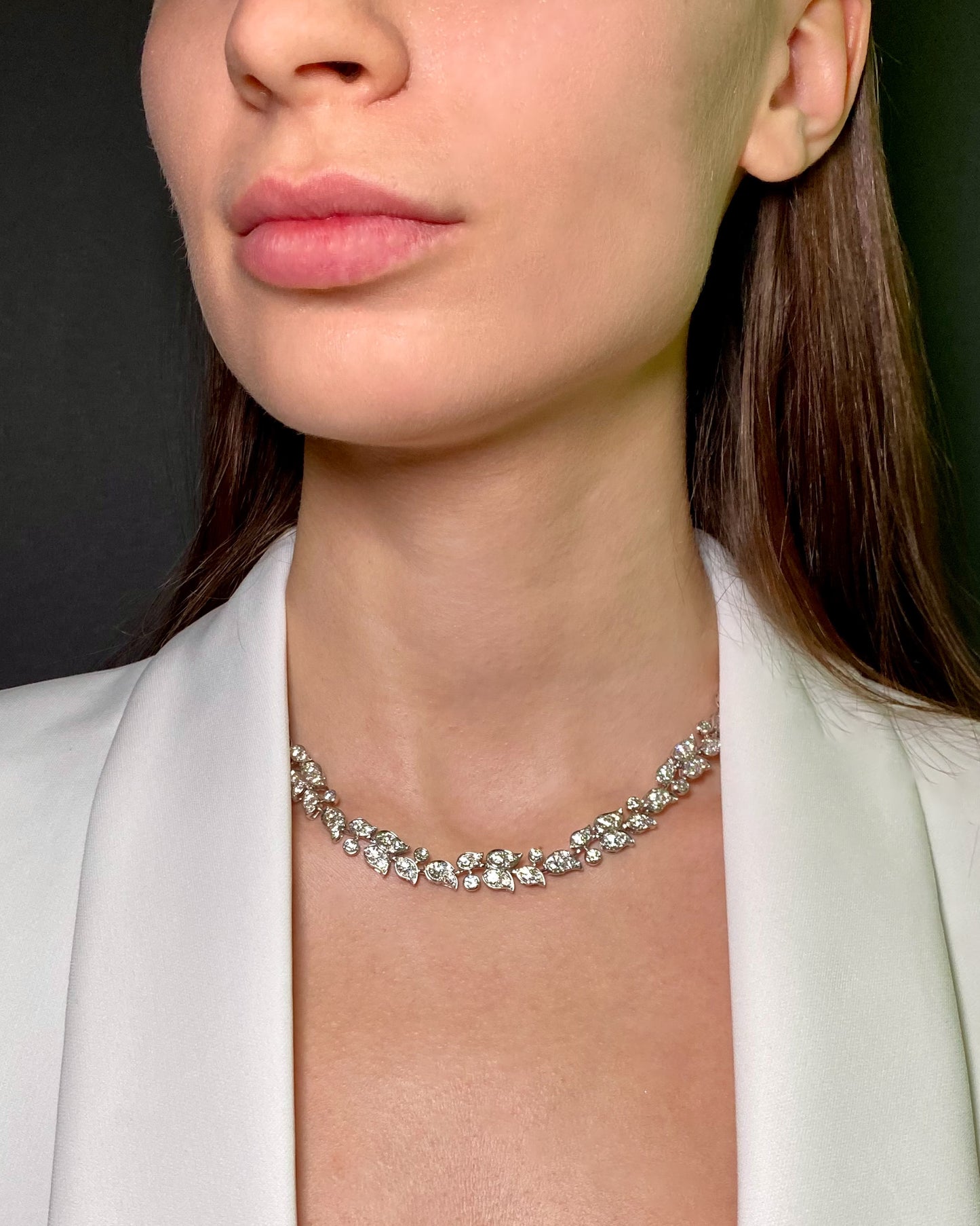 CARTIER WHITE DIAMONDS (22ct) & WHITE GOLD 'MUGUET' NECKLACE, 2000s