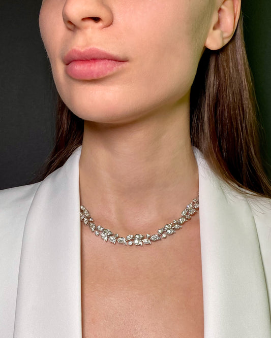 CARTIER WHITE DIAMONDS (22ct) & WHITE GOLD 'MUGUET' NECKLACE, 2000s