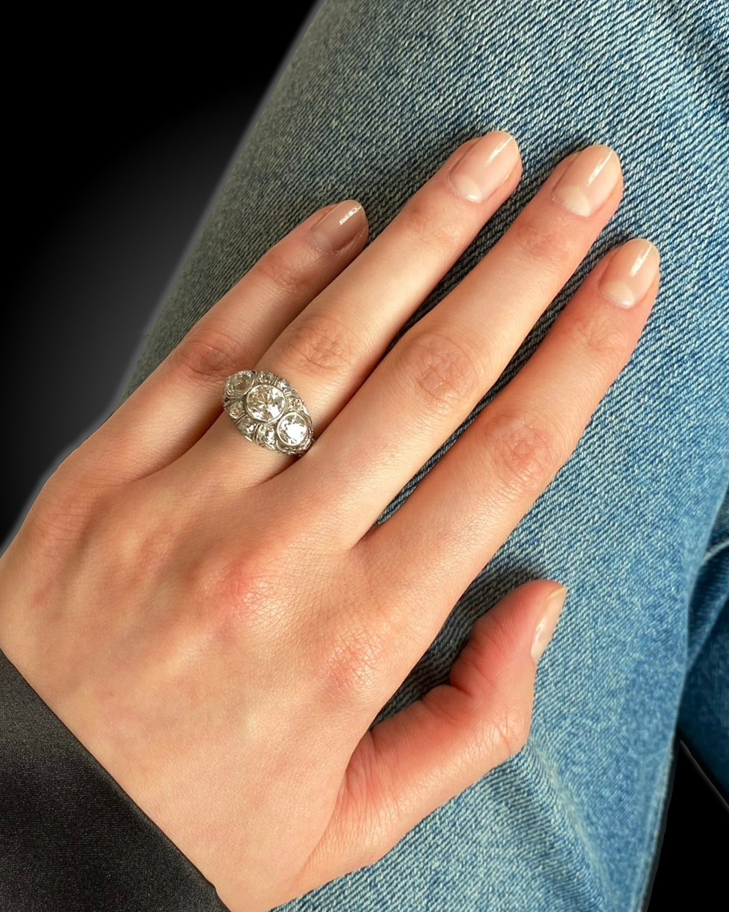 ART DÉCO DIAMOND & PLATINUM TRILOGY RING, 1930s