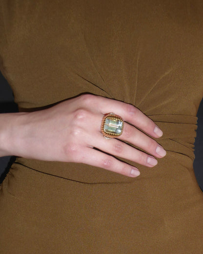 AQUAMARINE, DIAMOND, YELLOW & WHITE GOLD RING, 1950s