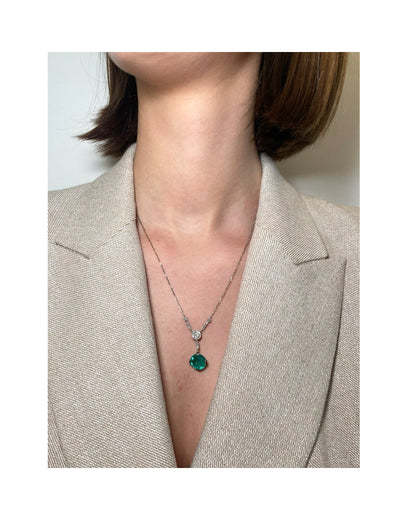 ART DÉCO COLOMBIAN EMERALD, DIAMONDS & PLATINUM PENDANT, 1920s