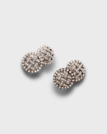 VICTORIAN DIAMOND, SILVER & 15k YELLOW GOLD CUFFLINKS, 1890s