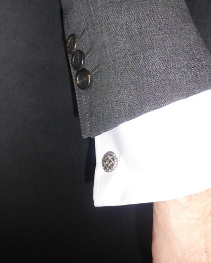 VICTORIAN DIAMOND, SILVER & 15k YELLOW GOLD CUFFLINKS, 1890s