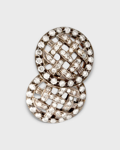 VICTORIAN DIAMOND, SILVER & 15k YELLOW GOLD CUFFLINKS, 1890s