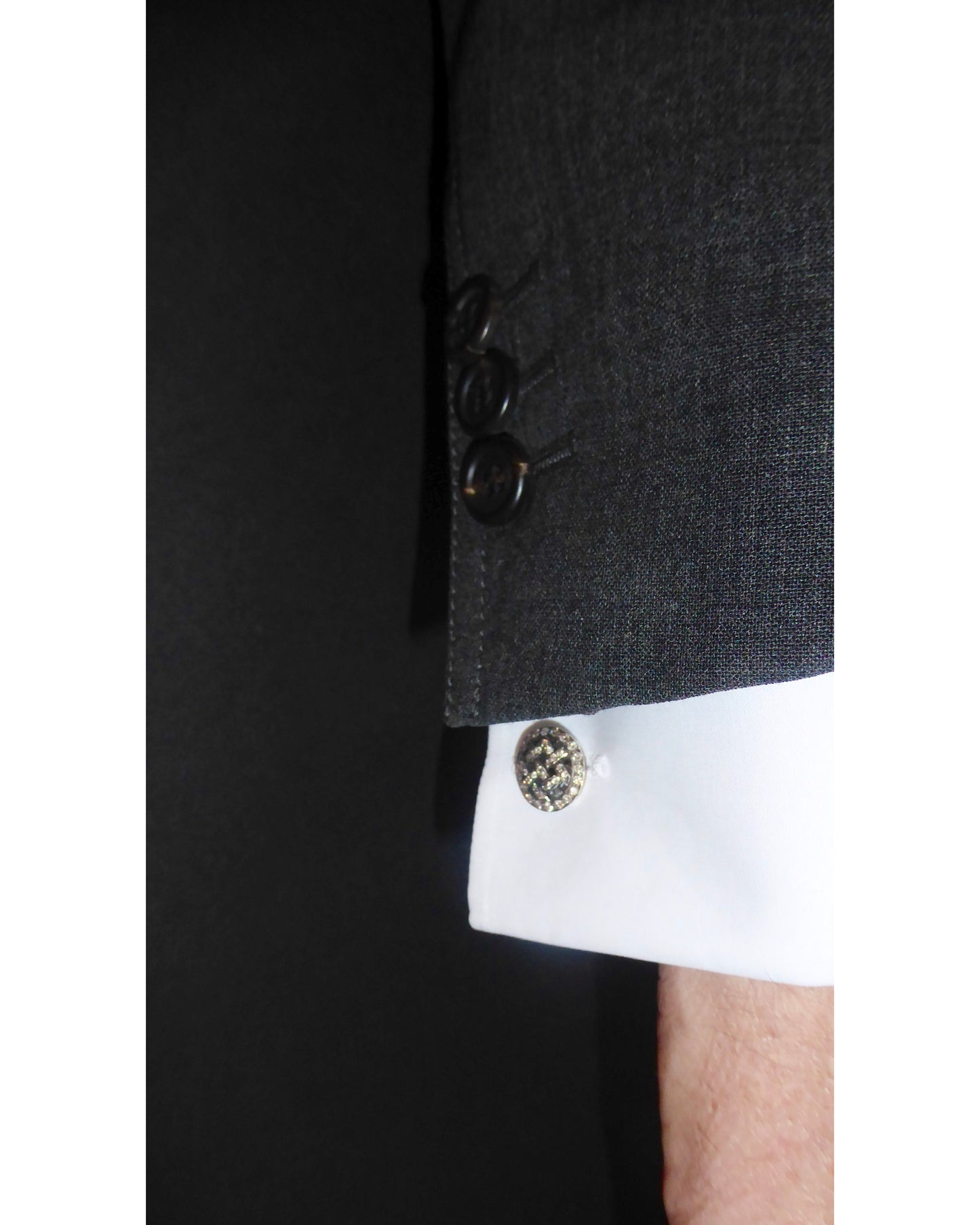 VICTORIAN DIAMOND, SILVER & 15k YELLOW GOLD CUFFLINKS, 1890s