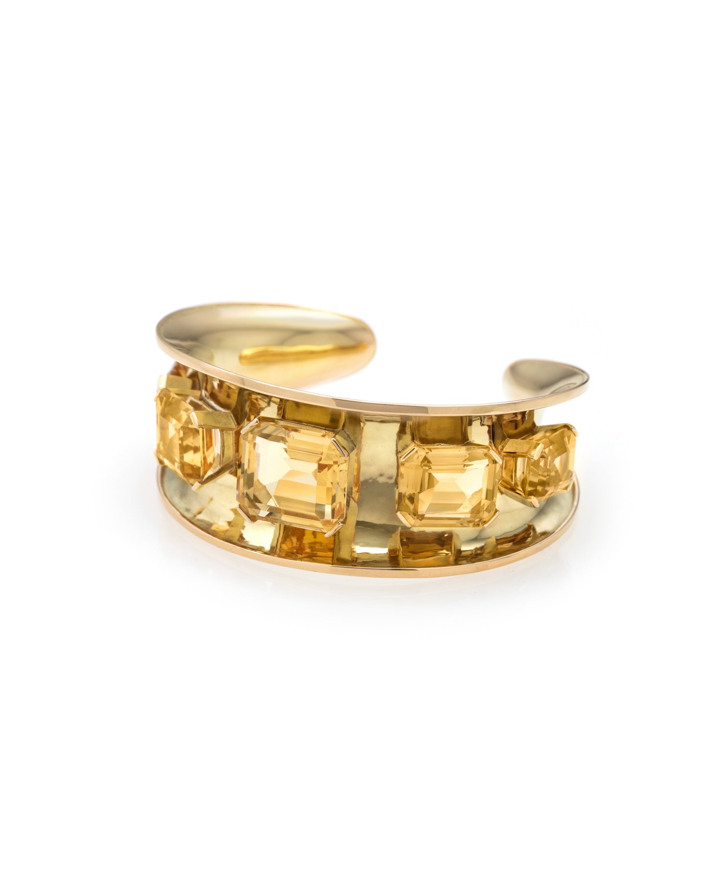 ART MODERNE CITRINES & YELLOW GOLD CUFF, 1940s