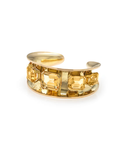 ART MODERNE CITRINES & YELLOW GOLD CUFF, 1940s