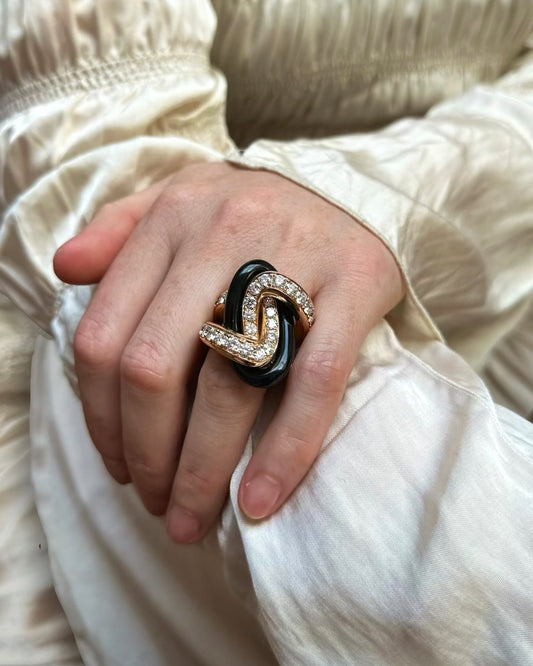 FAWAZ GRUOSI DIAMONDS, CERAMIC & ROSE GOLD RING, 2022