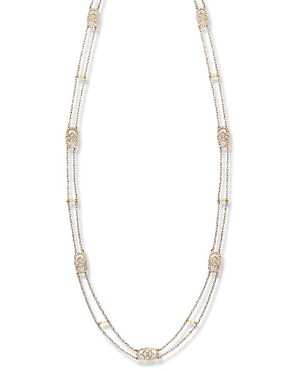EDWARDIAN DIAMOND, NATURAL PEARL & PLATINUM SAUTOIR, 1915