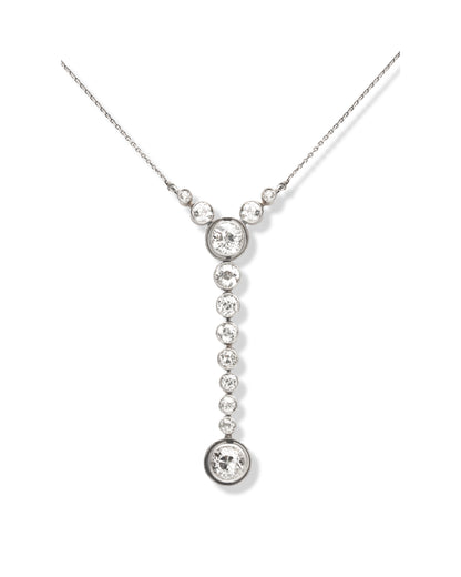 ART MODERNE DIAMONDS, PLATINUM & YELLOW GOLD PENDANT NECKLACE, 1940s