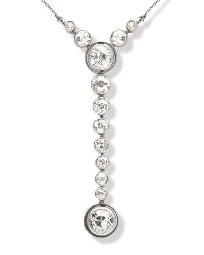 ART MODERNE DIAMONDS, PLATINUM & YELLOW GOLD PENDANT NECKLACE, 1940s