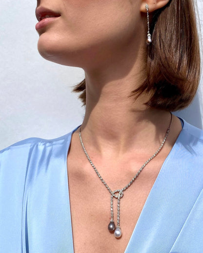 ART DÉCO DIAMOND, PEARL, PLATINUM & GOLD NECKLACE, 1930s