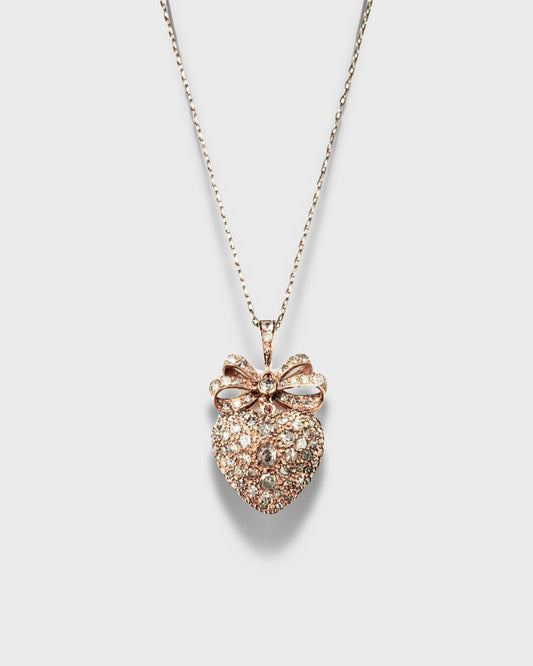 VICTORIAN DIAMOND, GOLD & SILVER HEART PENDANT, 1890s