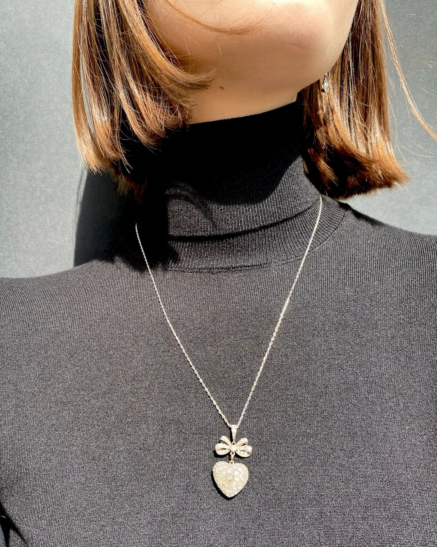 VICTORIAN DIAMOND, GOLD & SILVER HEART PENDANT, 1890s