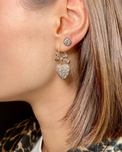 BELLE ÉPOQUE DIAMOND, 15k GOLD & SILVER EARRINGS, 1890s