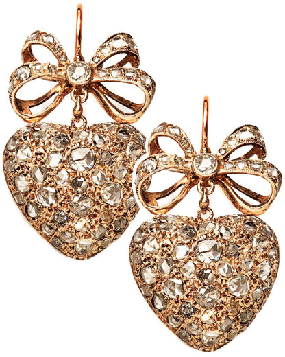 BELLE ÉPOQUE DIAMOND, 15k GOLD & SILVER EARRINGS, 1890s