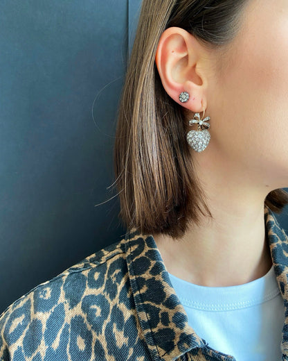 BELLE ÉPOQUE DIAMOND, 15k GOLD & SILVER EARRINGS, 1890s