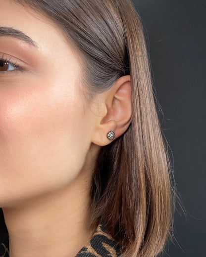 GEORGIAN DIAMOND, SILVER & GOLD EAR STUDS, 1800s