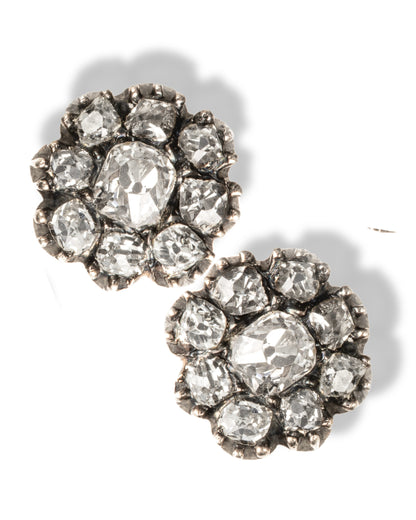 GEORGIAN DIAMOND, SILVER & GOLD EAR STUDS, 1800s