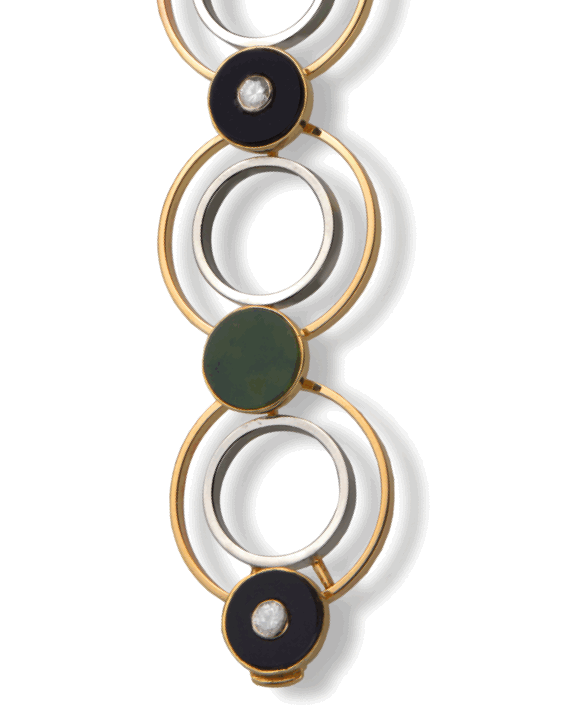 DIAMOND, JADE, ONYX & GOLD BRACELET, 1960s