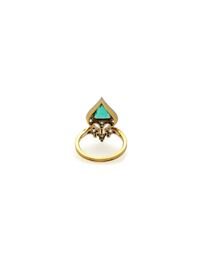 EMERALD & DIAMONDS, WHITE & YELLOW GOLD RING, 1950s