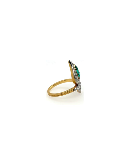 EMERALD & DIAMONDS, WHITE & YELLOW GOLD RING, 1950s