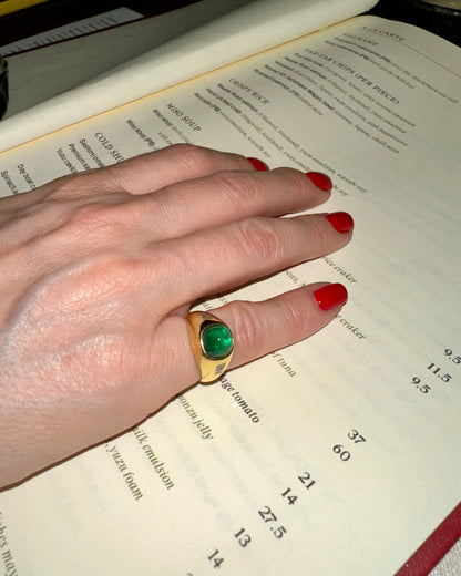 BVLGARI COLOMBIAN EMERALD, DIAMONDS & YELLOW GOLD RING