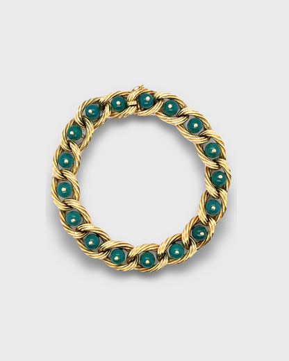 VAN CLEEF & ARPELS YELLOW GOLD & CHALCEDONY BEADS BRACELET, 1960s