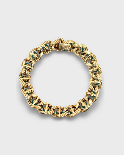 VAN CLEEF & ARPELS YELLOW GOLD & CHALCEDONY BEADS BRACELET, 1960s