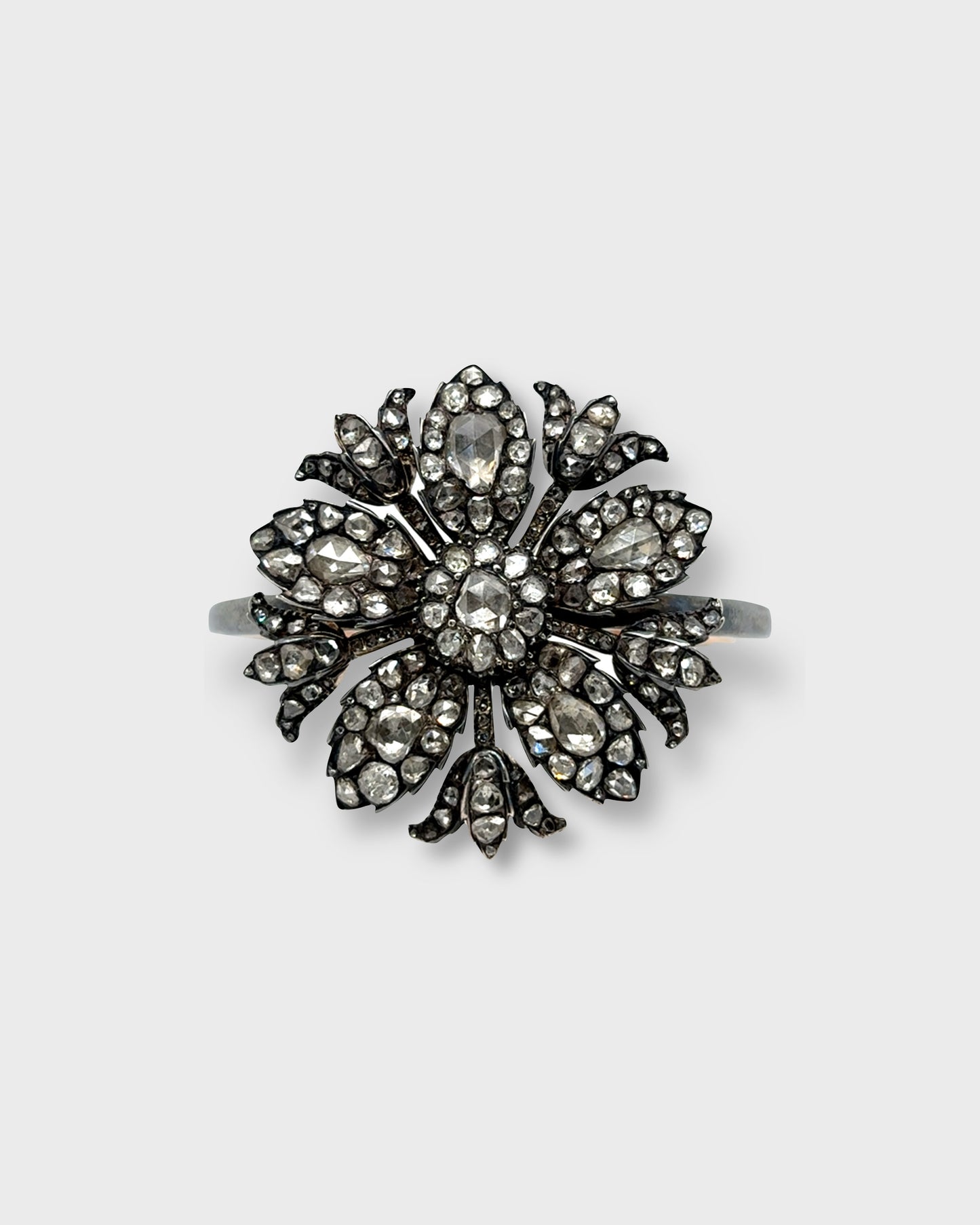 DIAMONDS, GOLD & SILVER FLORAL BRACELET, 1880s