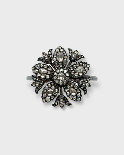DIAMONDS, GOLD & SILVER FLORAL BRACELET, 1880s