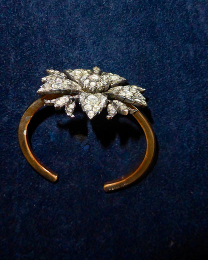 DIAMONDS, GOLD & SILVER FLORAL BRACELET, 1880s