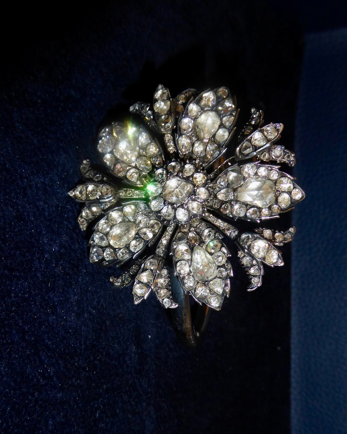 DIAMONDS, GOLD & SILVER FLORAL BRACELET, 1880s