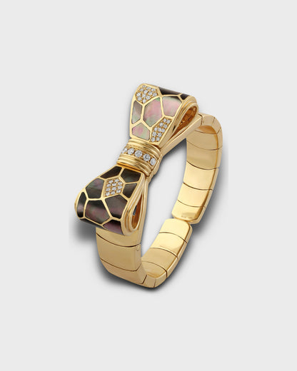 NARDI GOLD, DIAMONDS & MOTHER OF PEARL BOW CUFF, 1990s