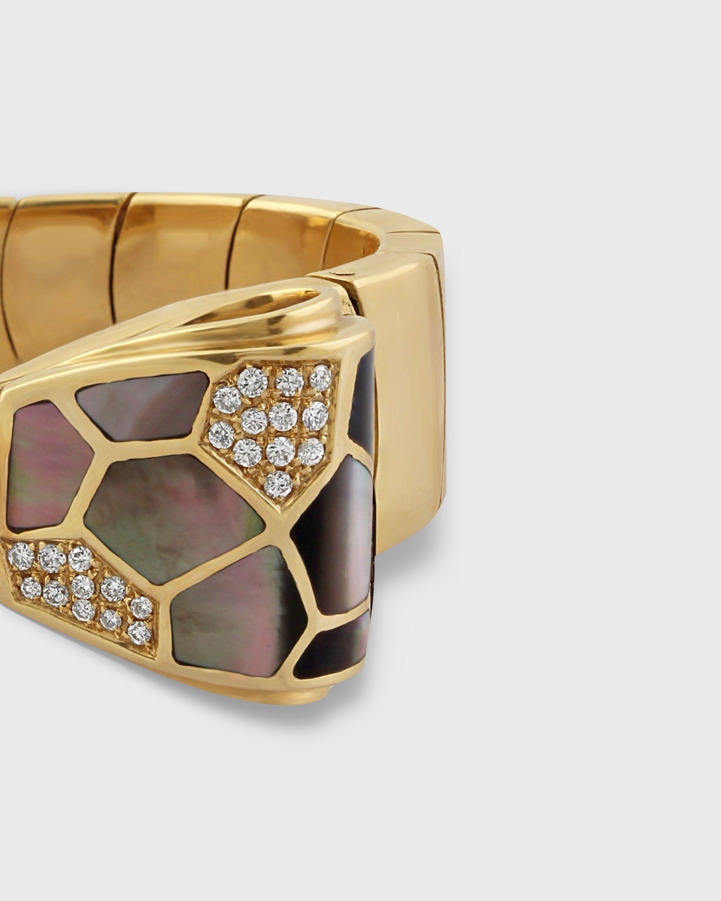 NARDI GOLD, DIAMONDS & MOTHER OF PEARL BOW CUFF, 1990s