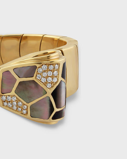 NARDI GOLD, DIAMONDS & MOTHER OF PEARL BOW CUFF, 1990s