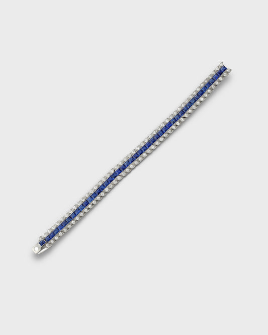 ART DÉCO SAPPHIRE, DIAMOND & PLATINUM LINE BRACELET, 1920s