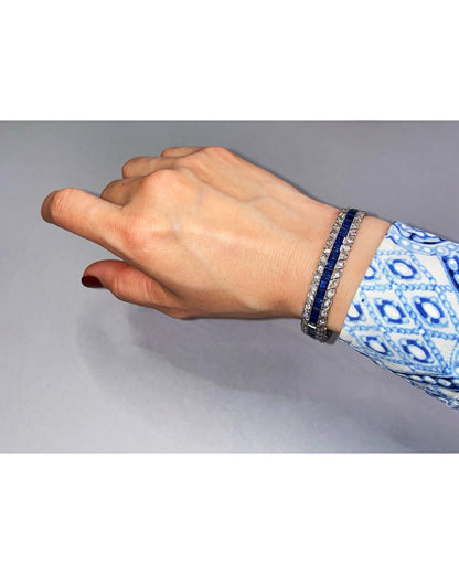ART DÉCO SAPPHIRE, DIAMOND & PLATINUM LINE BRACELET, 1920s